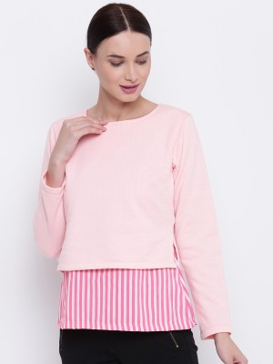 BELLE FILLE Full Sleeve Striped Women Sweatshirt