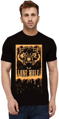 Aseria Printed Men Round Neck Black T-Shirt