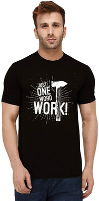Aseria Printed Men Round Neck Black T-Shirt