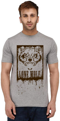 Aseria Printed Men Round Neck Grey T-Shirt