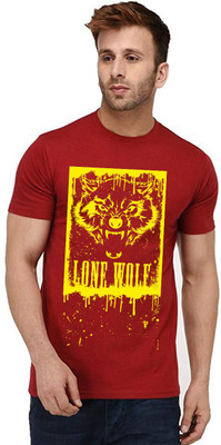 Aseria Printed Men Round Neck Red T-Shirt