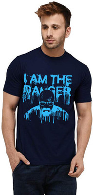 Aseria Printed Men Round Neck Dark Blue T-Shirt