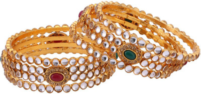 Efulgenz Alloy Gold-plated Bangle Set