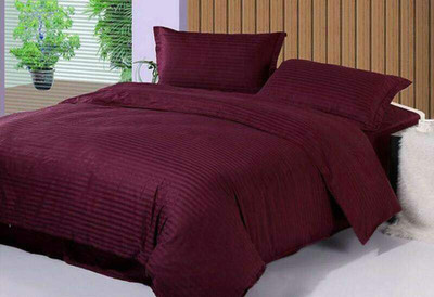 Skytex 300 TC Satin Double Solid Flat Bedsheet(Pack of 1, Maroon)