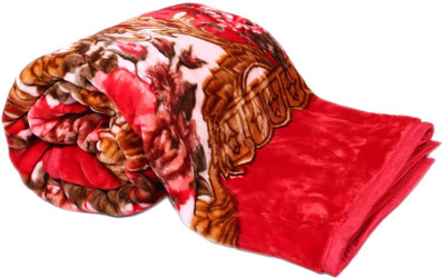 Indcrown Floral Double Mink Blanket for  Mild Winter(Microfiber, Multicolor)