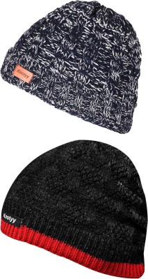 Knotyy Solid Beanie Cap(Pack of 2)