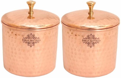 IndianArtVilla Copper Tea Coffee & Sugar Container  - 1900 ml(Pack of 2, Brown)