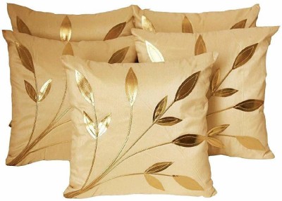 FAB NATION Embroidered Cushions Cover(Pack of 5, 40 cm*40 cm, Beige, Gold)