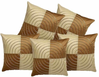 FAB NATION Geometric Cushions Cover(Pack of 5, 41 cm*41 cm, Beige, Gold)