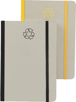 comma - A5 Size - Hard Bound Notebook with Elastic Band - Environmentally Friendly - Pack of 2 A5 Notebook Ruled 192 Pages(Black, Yellow, Pack of 2)