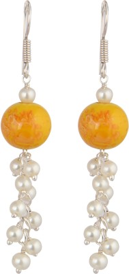Pearlz Ocean Shell Pearl & Glass Beads Drop Danglers Earring Hook Clasp Pearl Alloy Drops & Danglers