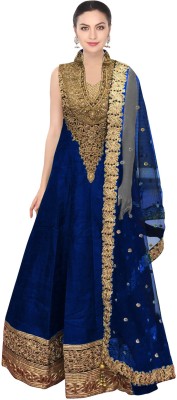 Caffoy Cloth Company Silk Blend Embroidered Gown/Anarkali Kurta & Bottom Material