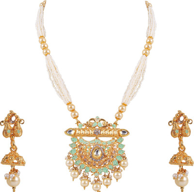 khetlazee Alloy Gold-plated Green, Gold, White Jewellery Set(Pack of 1)