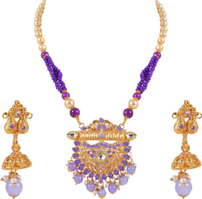 khetlazee Alloy Gold-plated Purple, White, Gold Jewellery Set(Pack of 1)