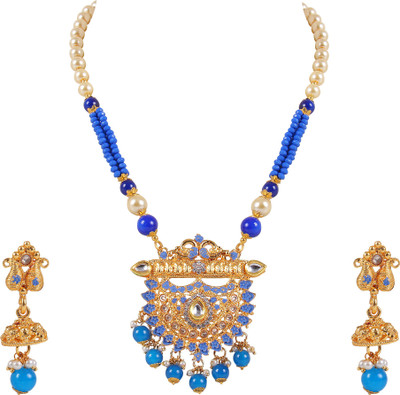 khetlazee Alloy Gold-plated Blue, Gold, White Jewellery Set(Pack of 1)