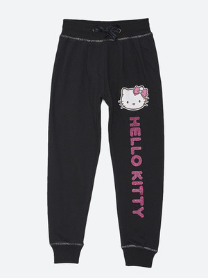 Hello Kitty By Kidsville Track Pant For Girls(Black, Pack of 1)