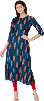 Janakdulari Creation Women Printed Flared Kurta(Blue)