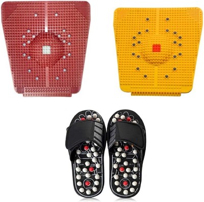 MARCRAZY BABE-1 Acupressure slipper & Acupressure relief mat. Massager(Yellow, Black)
