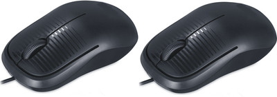 RNC ENTAR CLICK E-75-2PC Wired Ambidextrous Optical Mouse(USB 2.0, Black)