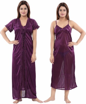 Be You Women Nighty with Robe(Purple)