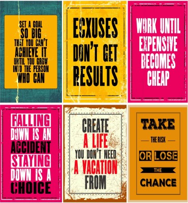 Combo Pack of 6 Motivational and Inspirational Wall Posters Paper Print(19 inch X 13 inch)