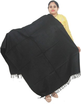 Vrinde Wool Solid Women Shawl(Black)