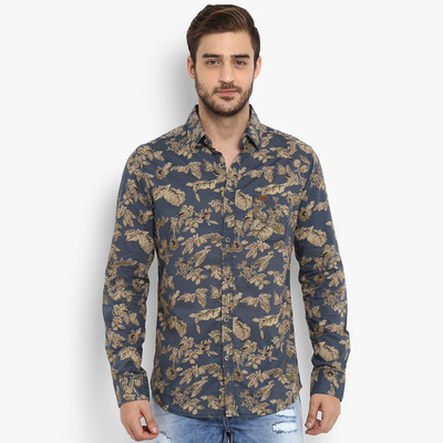 mufti-men-printed-casual-blue-shirt-2