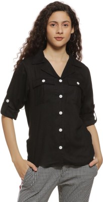 CAMPUS SUTRA Women Solid Casual Black Shirt