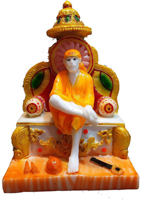 S A Gifts Sai Amrut ai Baba Murti Marble Dust Idol Statue for Home Decorative Showpiece  -  20 cm(Marble, Yellow)