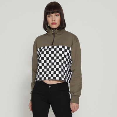 METRONAUT Full Sleeve Checkered Women Sweatshirt
