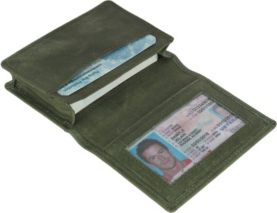 Praiseworthy Men Casual Green Genuine Leather Card Holder(3 Card Slots)
