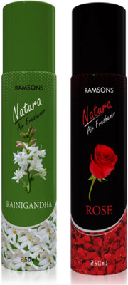 RAMSONS Rajnigandha And Rose Spray Rajnigandha And Rose Air Freshener 250ml Each (Pack Of 2)(2 x 250 ml)