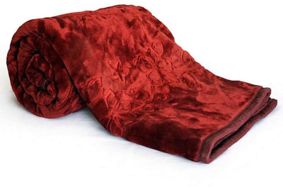 Indcrown Self Design Single AC Blanket for  AC Room(Microfiber, Maroon)