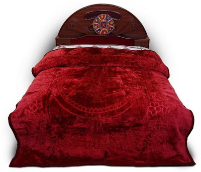 Indcrown Self Design Single AC Blanket for  AC Room(Microfiber, Maroon)