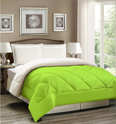 AVI Solid Single Comforter for  Mild Winter(Polyester, Mint Green-White)