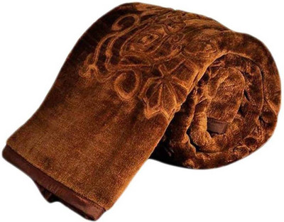 Indcrown Self Design Single AC Blanket for  AC Room(Microfiber, Brown)