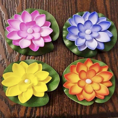 LexTure Water Floating Lotus Flower Led TeaLight Candle Candle(Multicolor, Pack of 4)