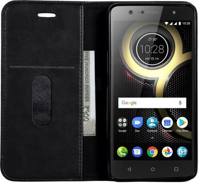 Dg Ming Book Cover for Lenovo K8 Plus(Black, Magnetic Case)