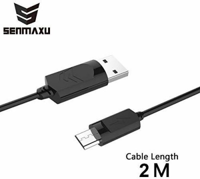 Senmaxu SMX-305 Micro-USB to USB 2.0 A Fast Charge and Sync Data Cable 2 m Micro USB Cable(Compatible with Samsung, MI, Vivo, Oppo, All Phones Micro USB-B port, Black, One Cable)