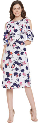 FORELEVY Women A-line White Below Knee Dress