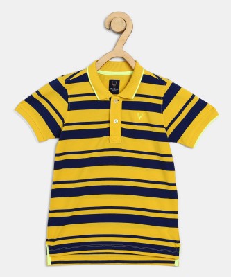 Allen Solly Boys Striped Pure Cotton T ShirtYellow Pack of 1