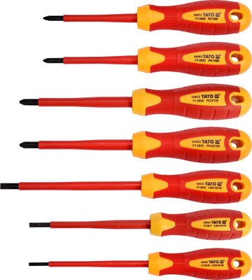 YATO YT-2828 Insulated VDE Certified Screwdriver with insulation up to 1000 V Standard Screwdriver Set(Pack of 7)