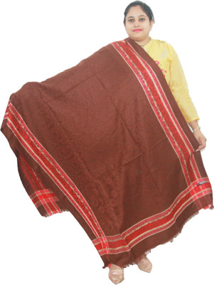 KAVIM Wool Self Design Women Shawl(Multicolor)