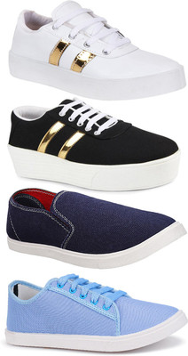 Bersache Combo pack of 4 casual sneaker loafer shoe for women. Sneakers For Women(Multicolor)