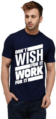 Aseria Typography Men Round Neck Dark Blue T-Shirt