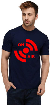 Aseria Graphic Print Men Round Neck Dark Blue T-Shirt