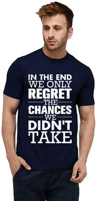 Aseria Graphic Print Men Round Neck Dark Blue T-Shirt