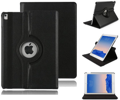 TGK Book Cover for Apple Ipad 6, Ipad Air 2 A1566, A1567 Rotating Leather Smart Case Cover Stand Auto (Sleep/Wake)(Black, Cases with Holder)