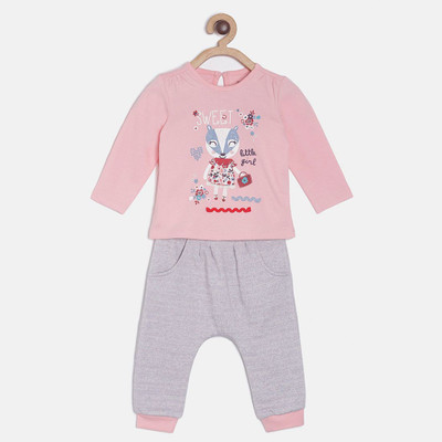 MINI KLUB Girls Casual T-shirt Pyjama(Pink)