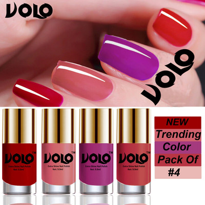 Volo Grand Shine Everlasting High Definition Nail Polish Combo Set Combo-No-03 Red(Pack of 4)